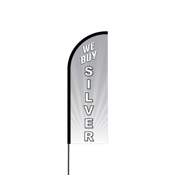 We Buy Silver Flex Banner Flag - 11ft Thumbnail