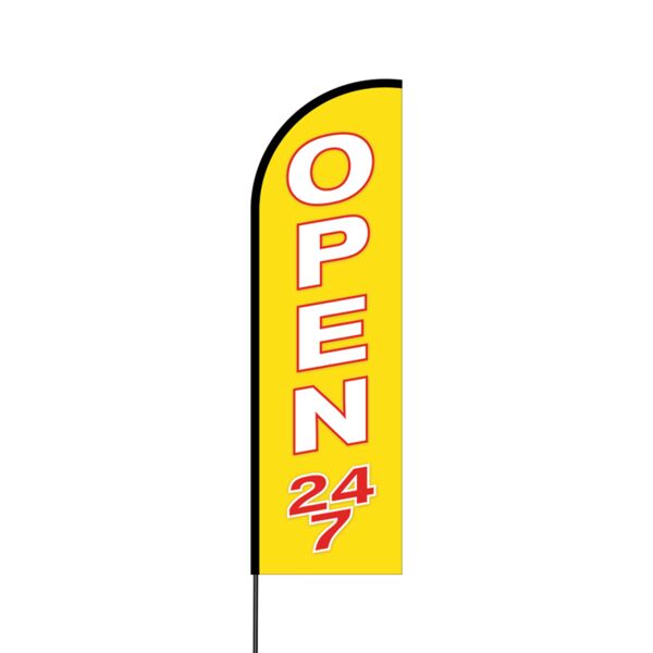 Open 24/7 Flex Banner Flag - 14 (Single Sided) Thumbnail