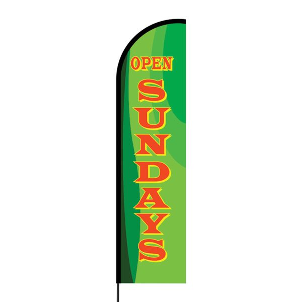 Open Sundays Flex Banner Flag - 16ft (Single Sided) Thumbnail
