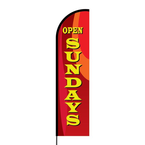 Open Sundays Flex Banner Flag - 16ft (Single Sided) Thumbnail