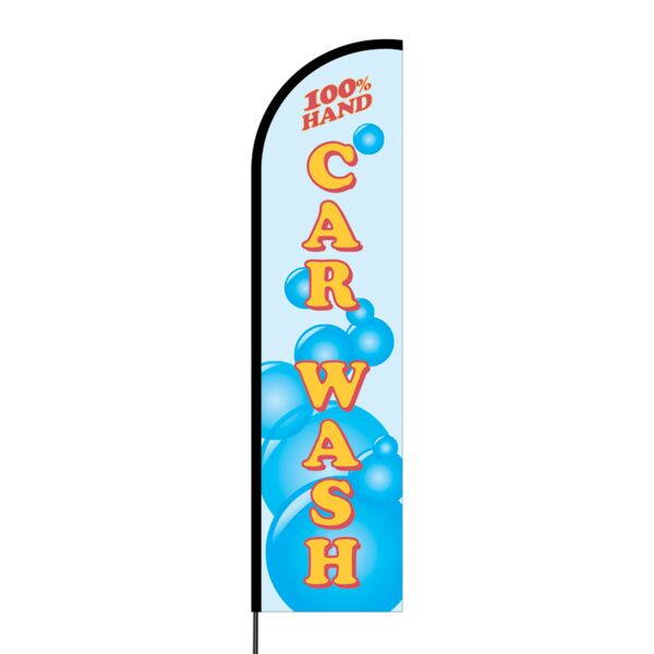 Hand Car Wash Flex Banner Flag - 16ft (Single Sided) Thumbnail