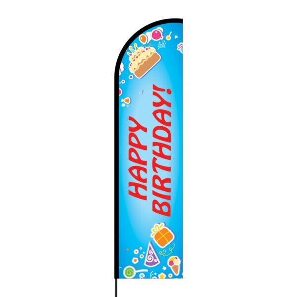 Happy Birthday Flex Banner Flag - 16ft (Single Sided) Thumbnail