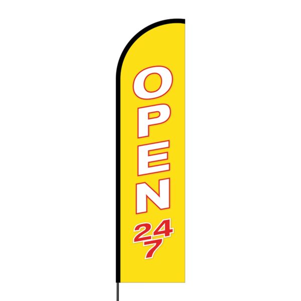 Open 24/7 Flex Banner Flag - 16ft (Single Sided) Thumbnail