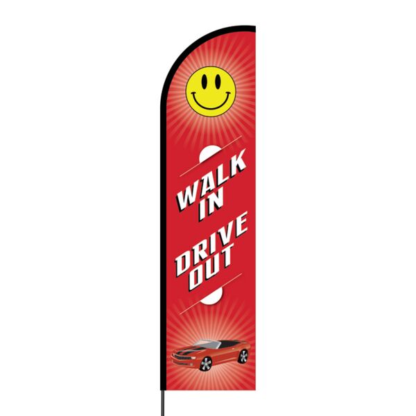 Walk In Drive Out Flex Banner Flag - 16ft (Single Sided) Thumbnail