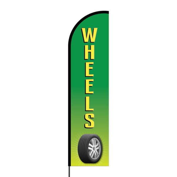 Wheels Flex Banner Flag - 16ft (Single Sided) Thumbnail