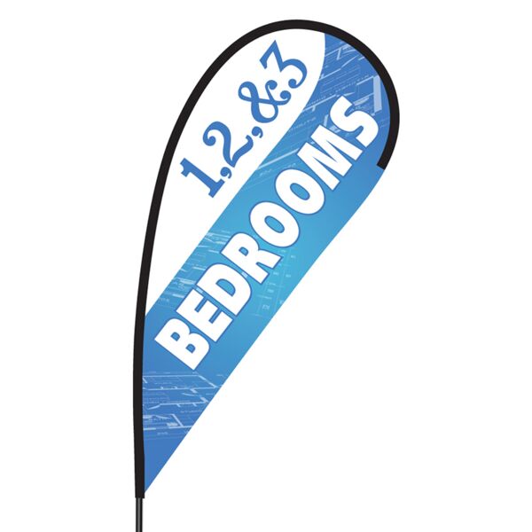 1 2 & 3 Bedroom Flex Blade Flag - 09' Single Sided Thumbnail